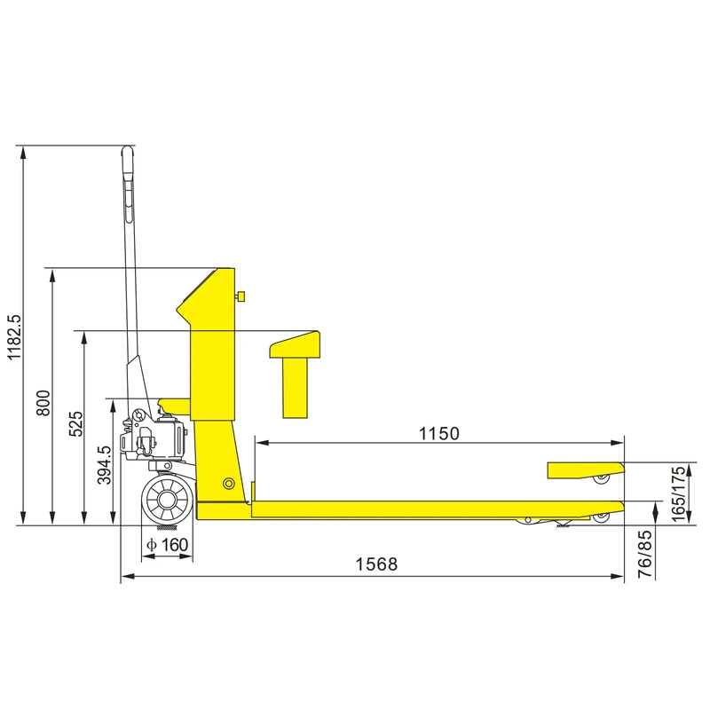 RPPV2000P ročni paletni viličar s tehtnico skica 1